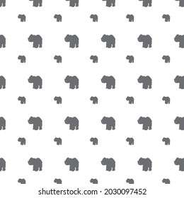 gray elephant patterns on white background, vector decorative textile