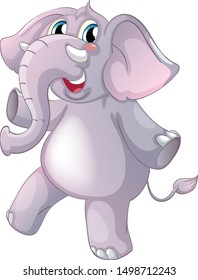 Gray elephant standing on white background illustration