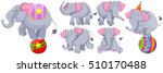 Gray elephants in different actions illustration