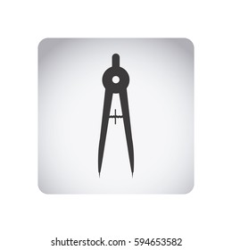 gray emblem compass school tools icon, vector illustraction design
