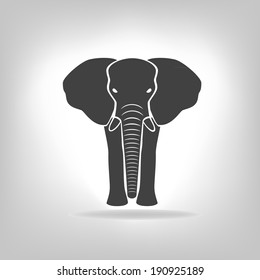 emblema gris de un elefante sobre un fondo claro. Diseño de logotipo para la empresa.