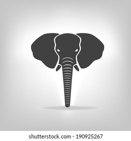 gray emblem of an elephant on a light background. Logo design for the company.