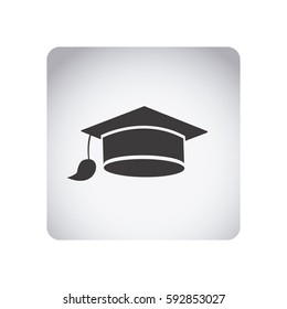 gray emblem graduation hat icon, vector illustraction design image