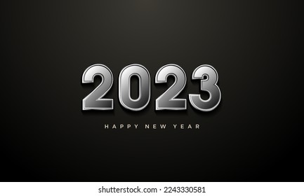 gray embossed numbers happy new year 2023