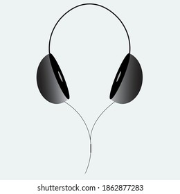 
graues besticktes, verkabeltes Headset-Modell für Vektorgrafik mit Musikelement zum Hören von Songs und Playlist.