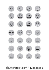 Gray emoticon vector. Emoji vector. Smile icon set.  Emoticon icon web - stock vector.