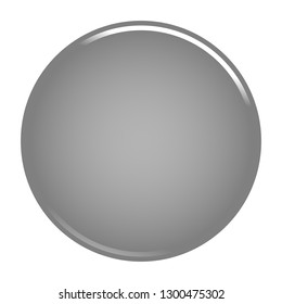 Gray empty circle button. Glossy icon round shape isolated on white background. The graphic element for design saved as a vector illustration in the EPS file format.