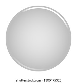 Gray empty round button. Glossy icon circle shape isolated on white background. The graphic element for design saved as a vector illustration in the EPS file format.