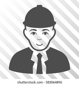 Gray Engineer interface toolbar pictogram. Vector pictogram style is a flat symbol on diagonally hatched transparent background.