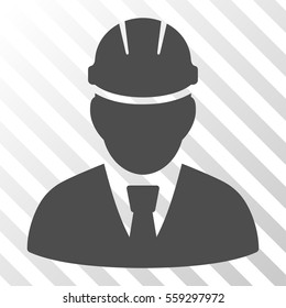 Gray Engineer toolbar pictogram. Vector pictogram style is a flat symbol on diagonally hatched transparent background.