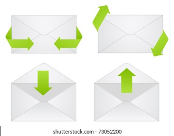 Gray envelope icons isolated on a white background.