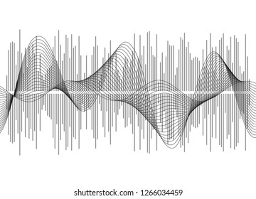 Gray equalizer isolated on white background. Vector illustration. Pulse music player. Audio wave logo. Vector design element Poster of the sound wave template visualization signal Illustration eps 10 