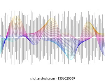 Gray equalizer isolated on white background. Vector illustration. Pulse music player. Audio wave logo. Vector design element Poster of the sound wave template visualization signal Illustration eps 10 