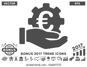 Gray Euro Development Service Hand pictogram with bonus 2017 year trend design elements. Vector illustration style is flat iconic symbols, white background.