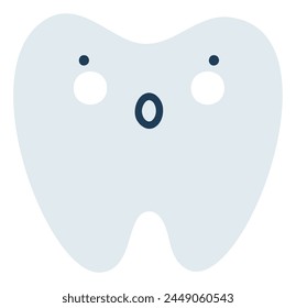 Gray excited tooth Emoji Icon. Cute tooth character. Object Medicine Symbol flat Vector Art. Cartoon element for dental clinic design, poster