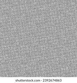 Gray fabric of low quality, made of flax or cotton. Used linen cloth, woven in black and white. Textile background. Vector seamless.