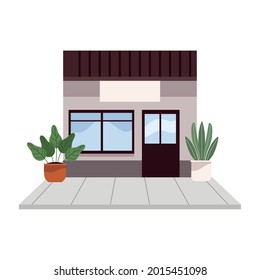 gray facade building with houseplants