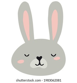 The gray face of a hare. Hare for the design of the children's room, banners, postcards.