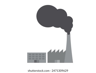 Gray factory emitting pollution through the chimney.