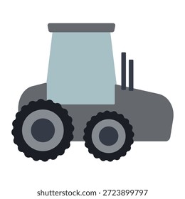 Gray Farm Tractor Flat Illustration