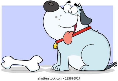 Gray Fat Dog With Bone