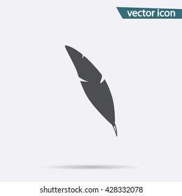 Gray Feather icon isolated on background. Modern flat pictogram, business,  marketing, internet concept. Trendy Simple vector symbol for web site design or button to mobile app. Logo illustration
