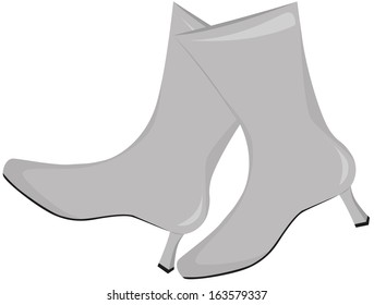 Gray female boots with heels