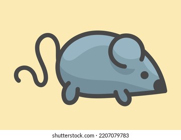 Gray field mouse. Vector drawing of a rodent.