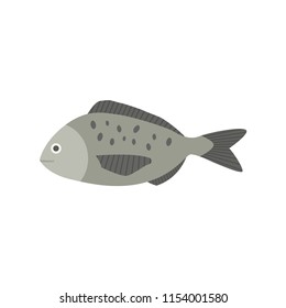 Gray fish icon in flat design