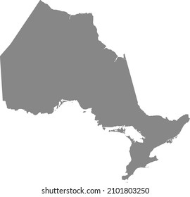 Gray flat blank vector administrative map of the Canadian province of ONTARIO, CANADA