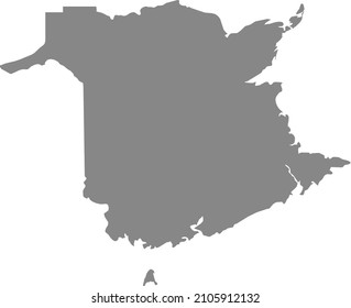 Gray flat blank vector administrative map of the Canadian territory of NEW BRUNSWICK, CANADA