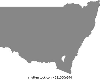 Gray flat blank vector administrative map of the Australian state of NEW SOUTH WALES, AUSTRALIA