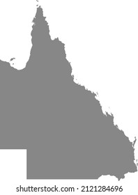 Gray flat blank vector administrative map of the Australian state of QUEENSLAND, AUSTRALIA