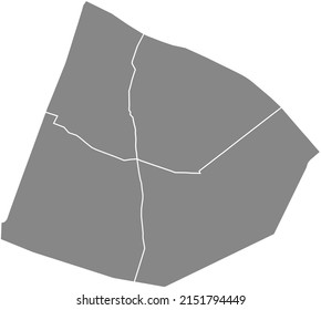 Mapa administrativo de vector plano gris y plano del 5º ARONDISSEMENT (DU PANTHÉON), PARIS, FRANCIA con líneas de frontera negra de sus cuarteles.