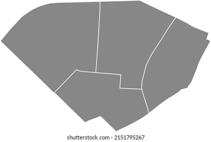 Mapa administrativo vectorial plano y gris del 7º ARONDISSEMENT (DU PALAIS-BOURBON), PARÍS, FRANCIA con líneas fronterizas negras de sus cuarteles