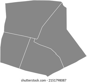 Gray flat blank vector administrative map of the 10TH ARONDISSEMENT (DE L'ENTREPÔT), PARIS, FRANCE with black border lines of its quarters