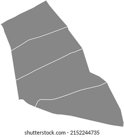 Gray flat blank vector administrative map of the 11TH ARONDISSEMENT (DE POPINCOURT), PARIS, FRANCE with black border lines of its quarters