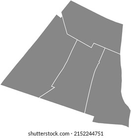 Gray flat blank vector administrative map of the 14TH ARONDISSEMENT (DE L'OBSERVATOIRE), PARIS, FRANCE with black border lines of its quarters