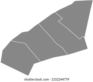 Gray flat blank vector administrative map of the 17TH ARONDISSEMENT (DES BATIGNOLLES-MONCEAU), PARIS, FRANCE with black border lines of its quarters