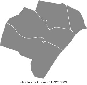 Gray flat blank vector administrative map of the 16TH ARONDISSEMENT (DE PASSY), PARIS, FRANCE with black border lines of its quarters