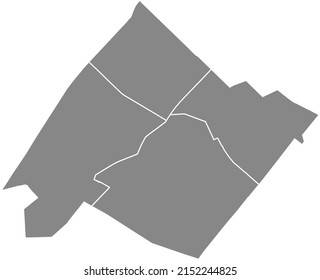 Gray flat blank vector administrative map of the 15TH ARONDISSEMENT (DE VAUGIRARD), PARIS, FRANCE with black border lines of its quarters