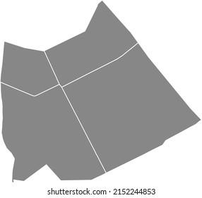 Gray flat blank vector administrative map of the 14TH ARONDISSEMENT (DE L'OBSERVATOIRE), PARIS, FRANCE with black border lines of its quarters