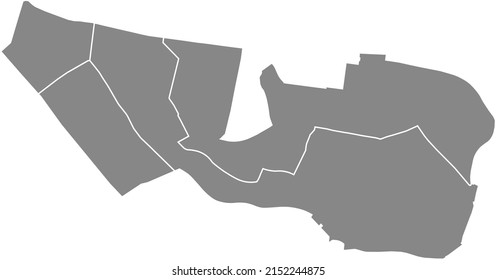 Gray flat blank vector administrative map of the 12TH ARONDISSEMENT (DE REUILLY), PARIS, FRANCE with black border lines of its quarters