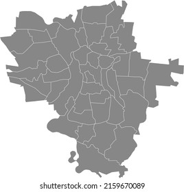 Gray flat blank vector administrative map of HALLE (SAALE), GERMANY with black border lines of its districts