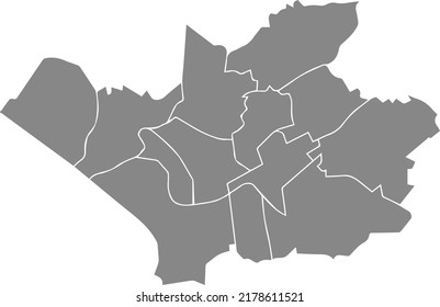 Gray flat blank vector administrative map of LEVERKUSEN, GERMANY with black border lines of its districts