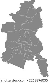 Gray flat blank vector administrative map of DESSAU, GERMANY with white border lines of its boroughs