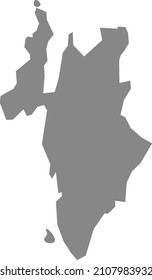 Gray flat blank vector map of the Norwegian regional capital city of MOSS, NORWAY