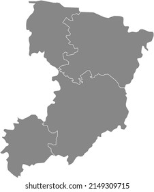 Gray Flat Blank Vector Map Of Raion Areas Of The  Ukrainian Administrative Area Of RIVNE OBLAST, UKRAINE With White  Border Lines Of Its Raions