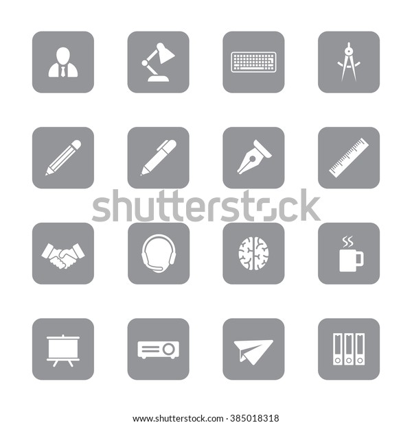 gray flat business and office icon set 8 on\
rounded rectangles for web design, user interface (UI), infographic\
and mobile application\
(apps)
