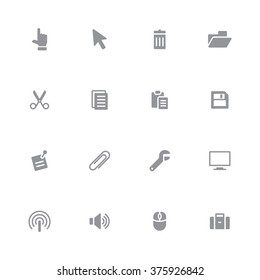 gray flat computer and technology icon set 3 for web design, user interface (UI), infographic and mobile application (apps)